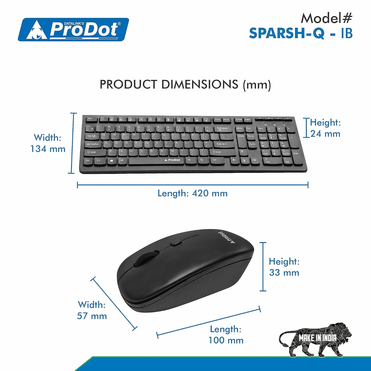 WIRELESS KEYBOARD MOUSE COMBO PRODOT SPARSH CHICLET