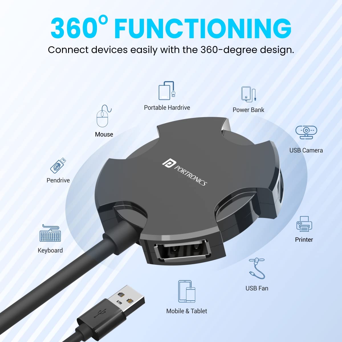 Mport 4C USB Hub (4-in-1) Portronics
