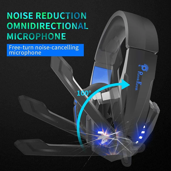Punnkfunnk K20 Gaming Wired Over Ear Gaming Headphones With Mic, Compatible With Ps4, Xbox One, Nintendo Switch, Pc, Mac, Laptop, Black