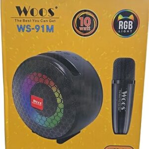WOOS WS-91M Wireless Karaoke Speaker with Microphone, 10 Watt, RGB Light Effect, Green