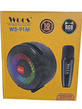 WOOS WS-91M Wireless Karaoke Speaker with Microphone, 10 Watt, RGB Light Effect, Green