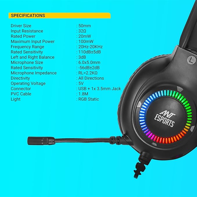 Ant Esports H580 Gaming Headset Wired