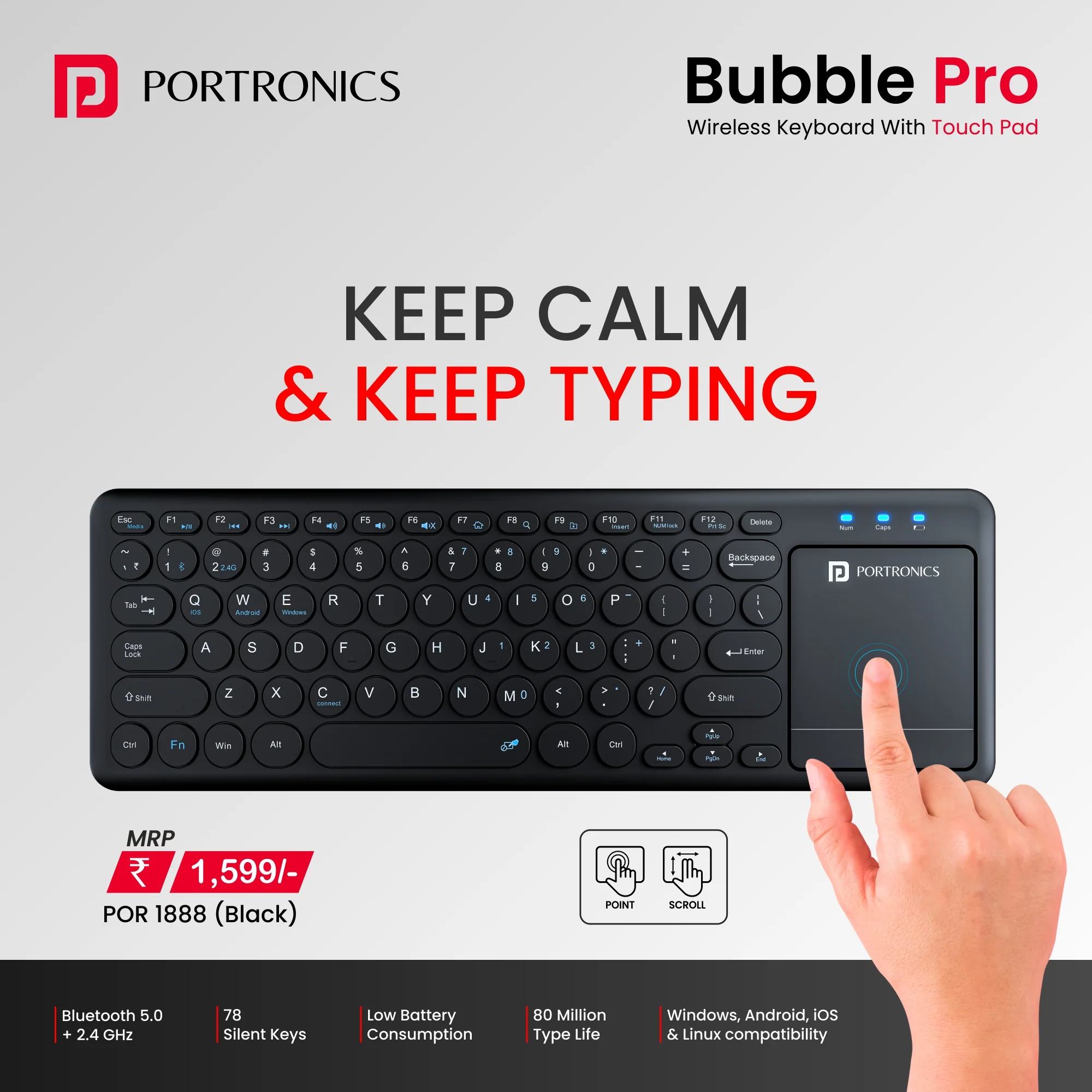 Bubble Pro Wireless Keyboard with Touchpad