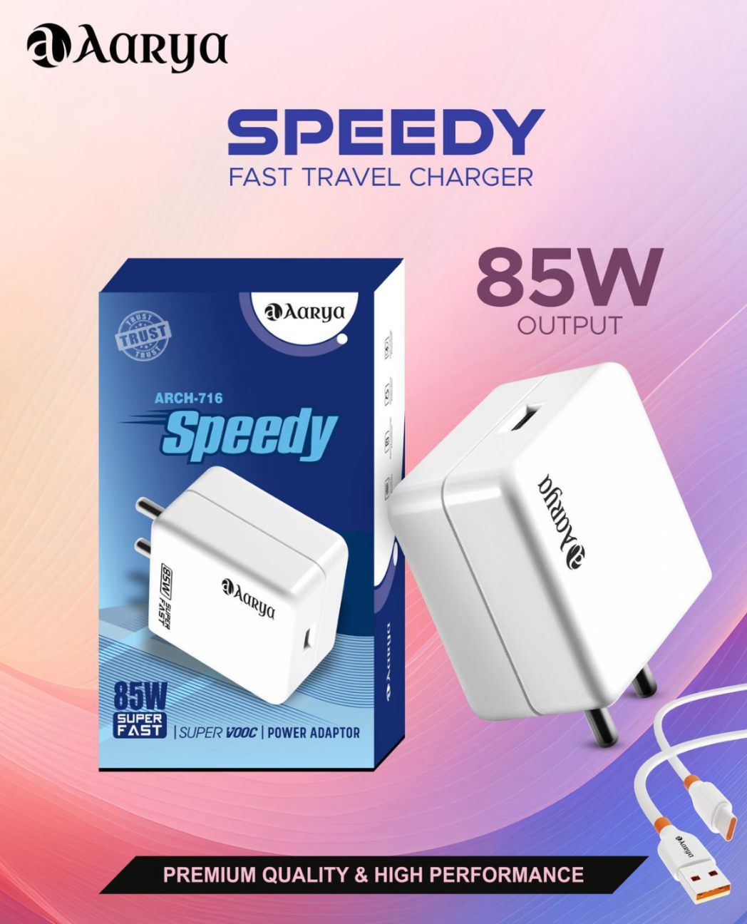 AARYA ARCH-716 85W SPEEDY FAST TRAVEL CHARGER