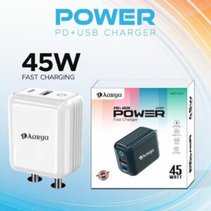 AARYA ARCH-127 POWER PD+USB 45W FAST CHARGER Black
