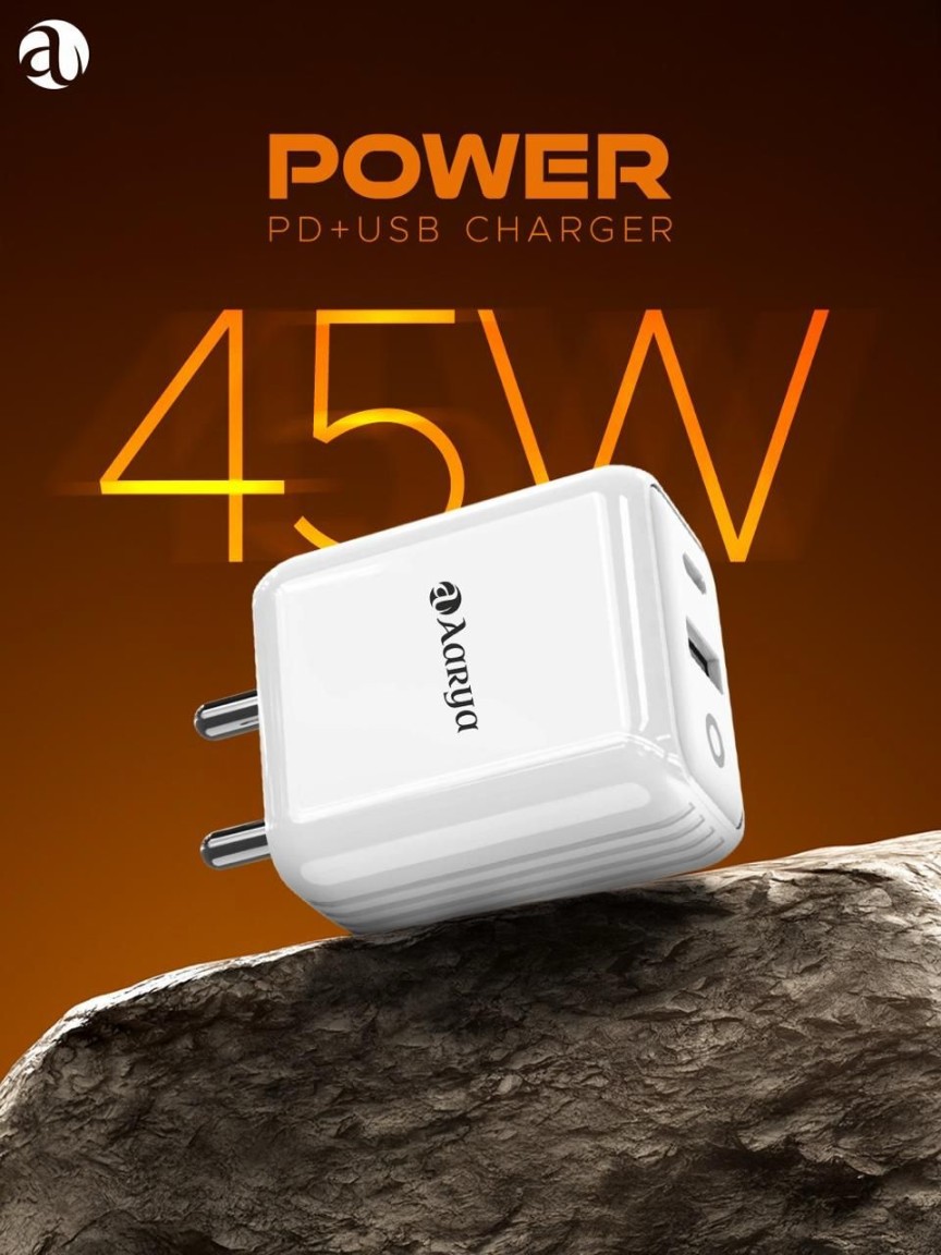 AARYA ARCH-127 POWER PD+USB 45W FAST CHARGER White