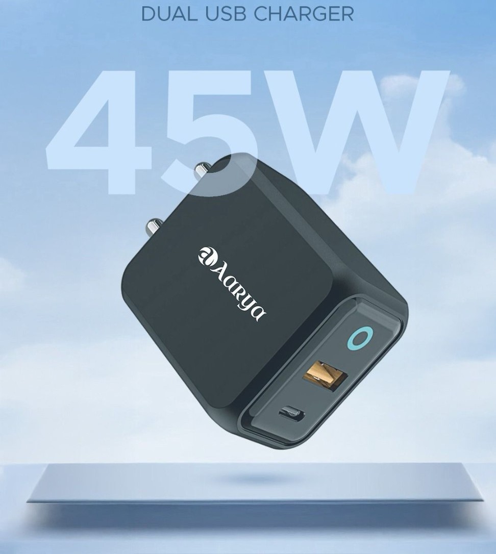 AARYA ARCH-127 POWER PD+USB 45W FAST CHARGER Black