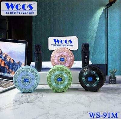 WOOS WS-91M Wireless Karaoke Speaker with Microphone, 10 Watt, RGB Light Effect, Green