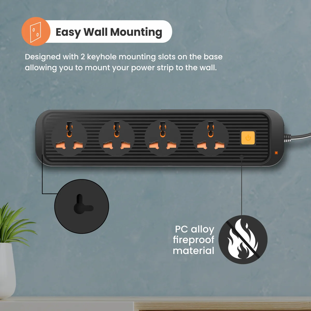 Portronics Power Plate 12 Multi Plug 1500W 4  Socket Extension Boards (Black, 2 m)