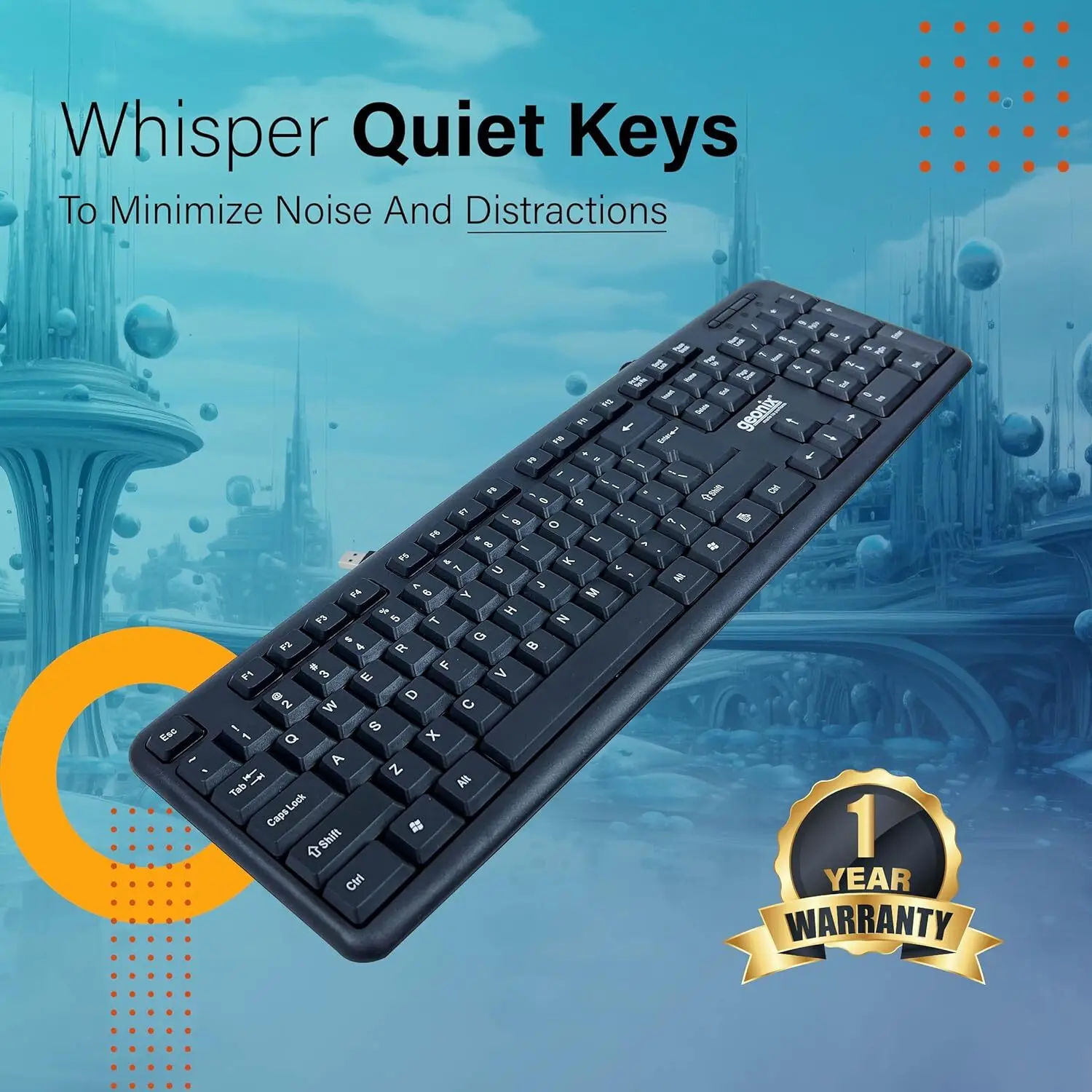 GEONIX GXBK-01 Wired USB Standard Laptop Keyboard Compatible with Desktop, Laptop, Tablet (Black)
