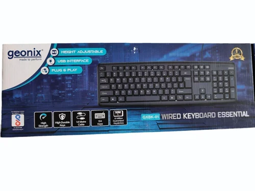 GEONIX GXBK-01 Wired USB Standard Laptop Keyboard Compatible with Desktop, Laptop, Tablet (Black)